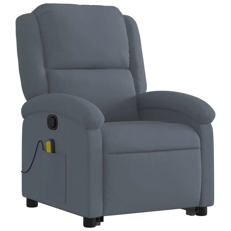 Fauteuil de relaxation TV fonction massage inclinable levage électrique en velours gris foncé DEC026968