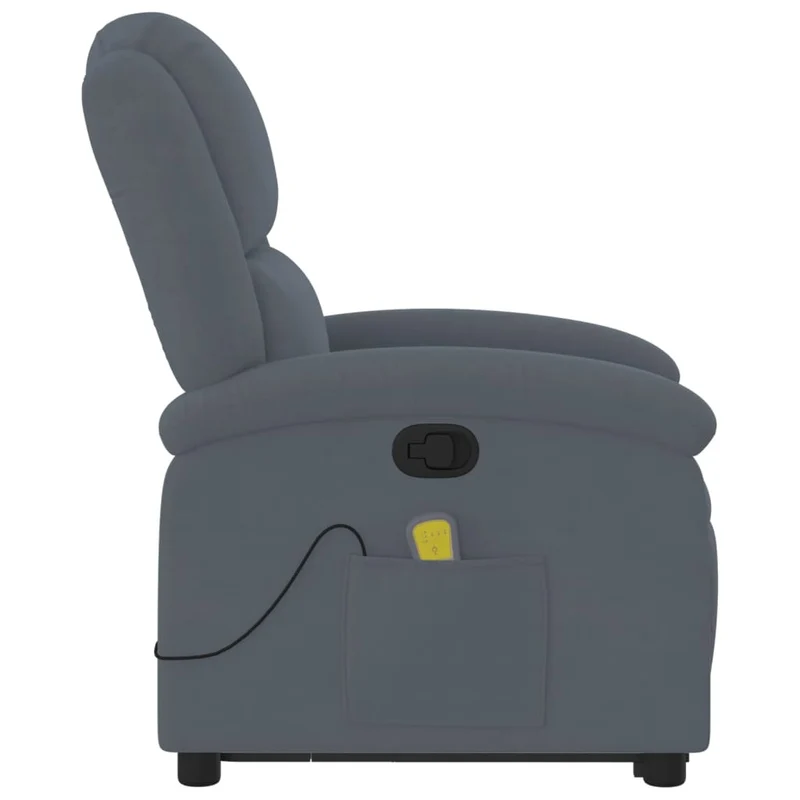 Fauteuil de relaxation TV fonction massage inclinable levage électrique en velours gris foncé DEC026968