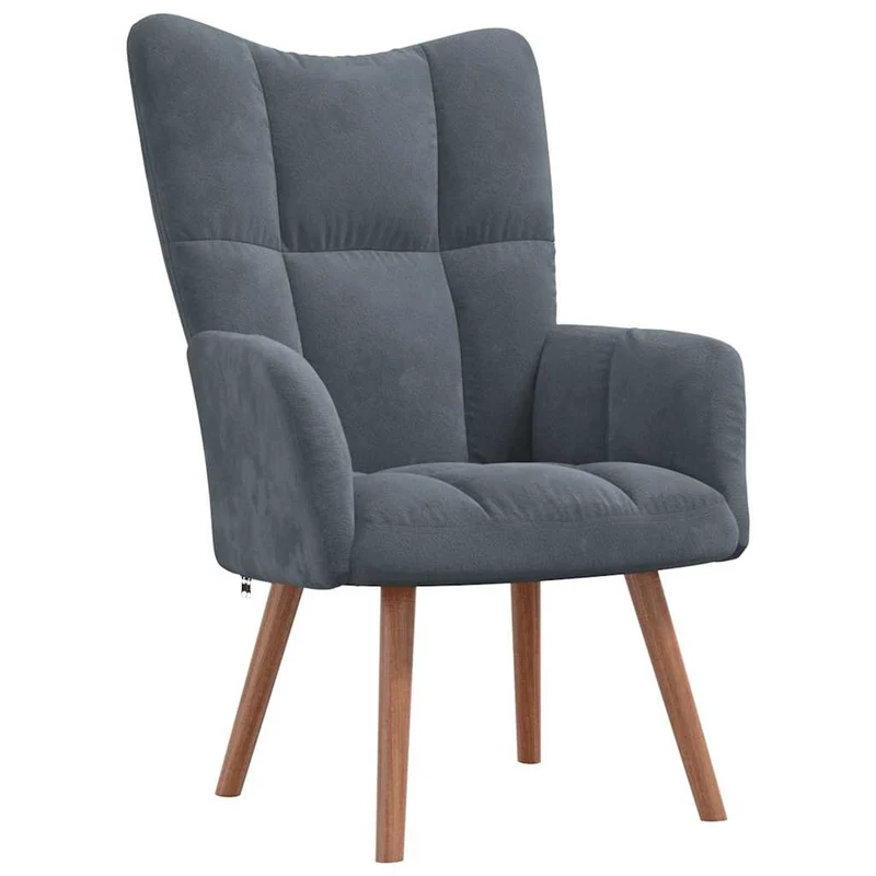 Fauteuil lounge chaise de canapé design moderne en velours gris foncé coutures décoratives DEC026701