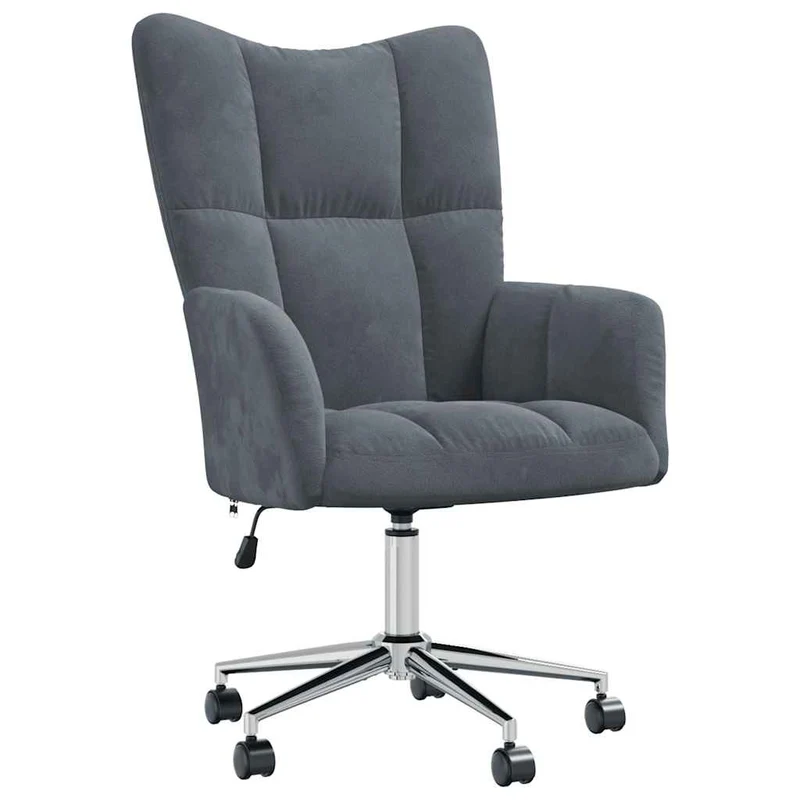 Fauteuil lounge chaise de canapé sur roulettes hauteur réglable design moderne en velours gris foncé DEC026703