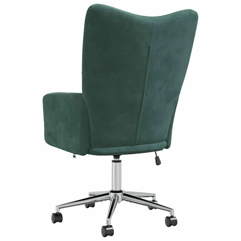 Fauteuil lounge chaise de canapé bureau sur roulettes hauteur réglable design moderne en velours vert foncé DEC026785