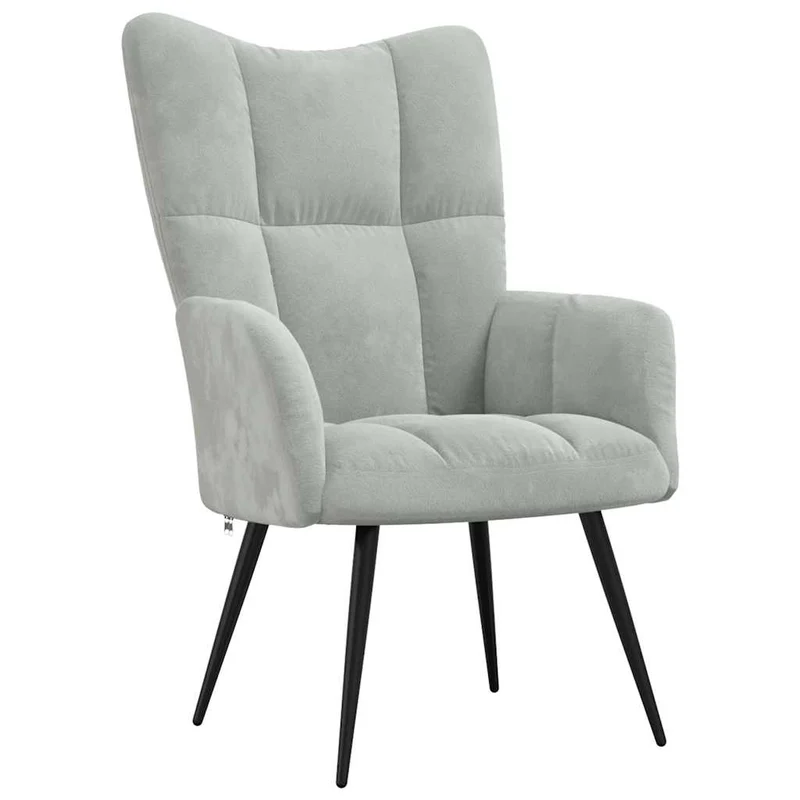 Fauteuil lounge chaise de canapé design modene en velours gris clair DEC026679