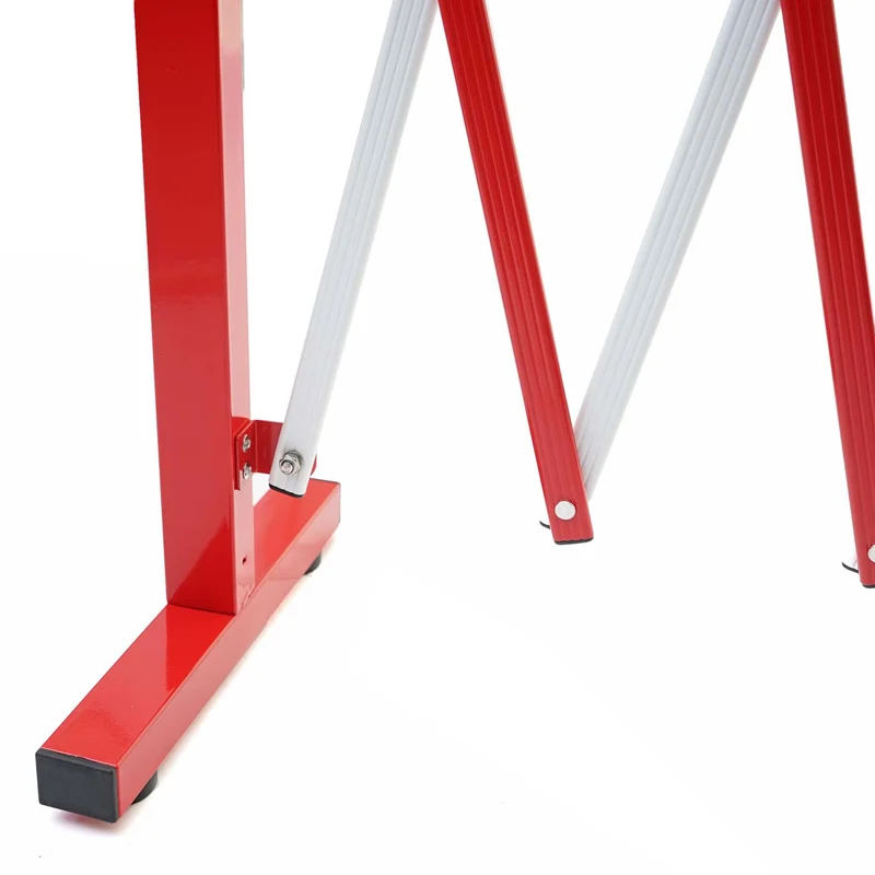 Grille de barrière grille de protection de clôture à ciseaux extensible aluminium rouge-blanc hauteur 153 cm 04_0001215
