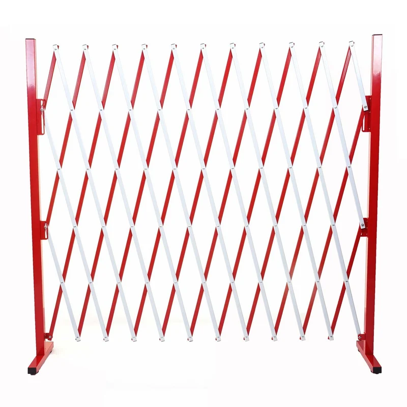 Grille de barrière grille de protection de clôture à ciseaux extensible aluminium rouge-blanc hauteur 153 cm 04_0001215