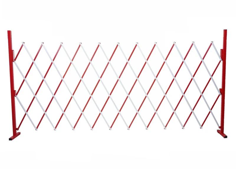 Grille de barrière grille de protection de clôture à ciseaux extensible aluminium rouge-blanc hauteur 153 cm 04_0001215