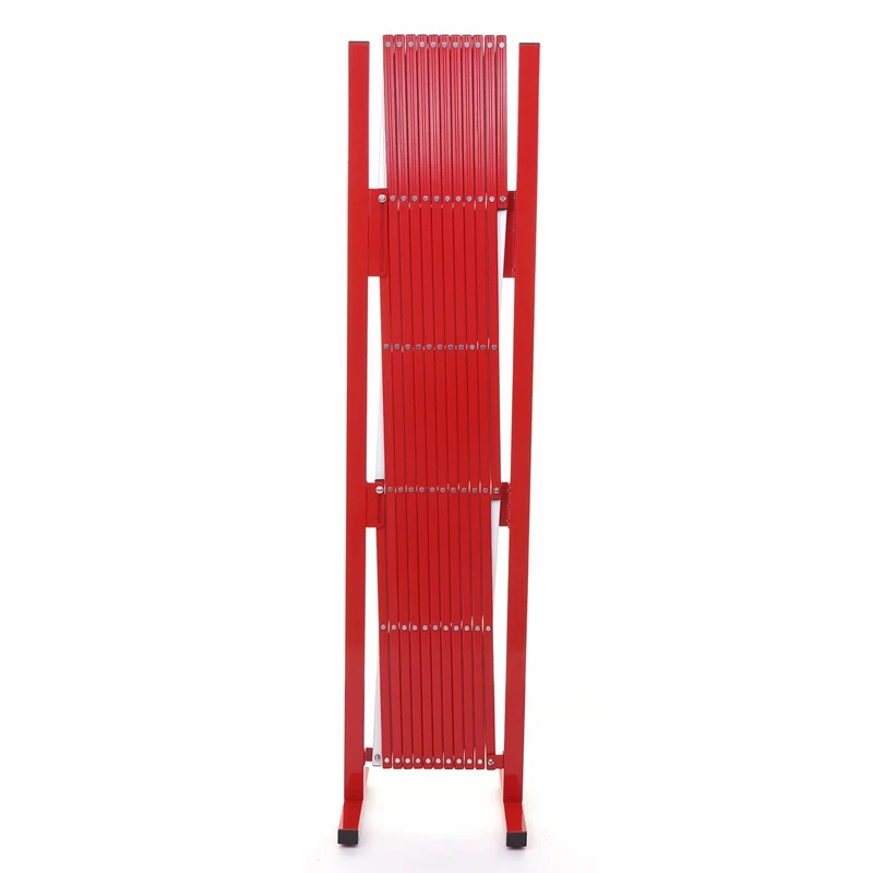 Grille de barrière grille de protection de clôture à ciseaux extensible aluminium rouge-blanc hauteur 153 cm 04_0001215