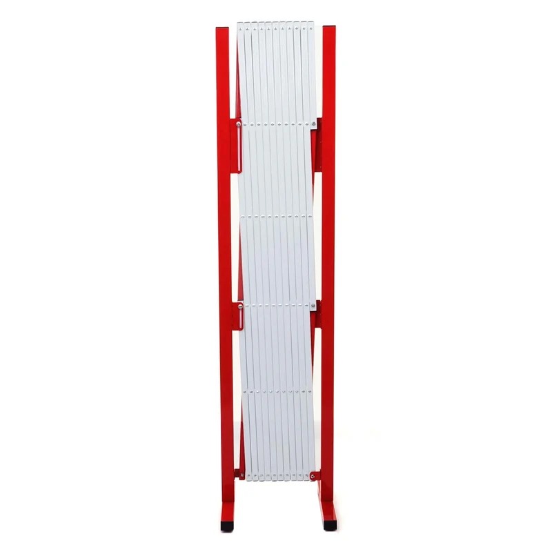 Grille de barrière grille de protection de clôture à ciseaux extensible aluminium rouge-blanc hauteur 153 cm 04_0001215