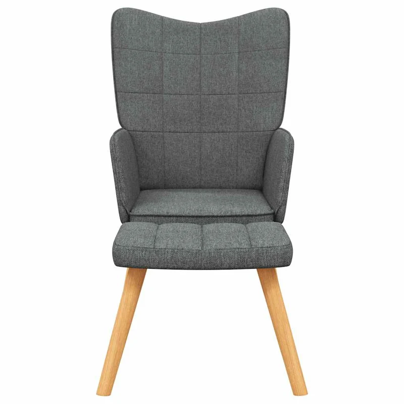 Fauteuil lounge chaise de canapé design moderne avec repose-pieds en tissu gris foncé DEC026586