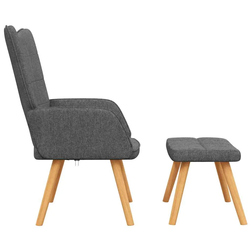 Fauteuil lounge chaise de canapé design moderne avec repose-pieds en tissu gris foncé DEC026586