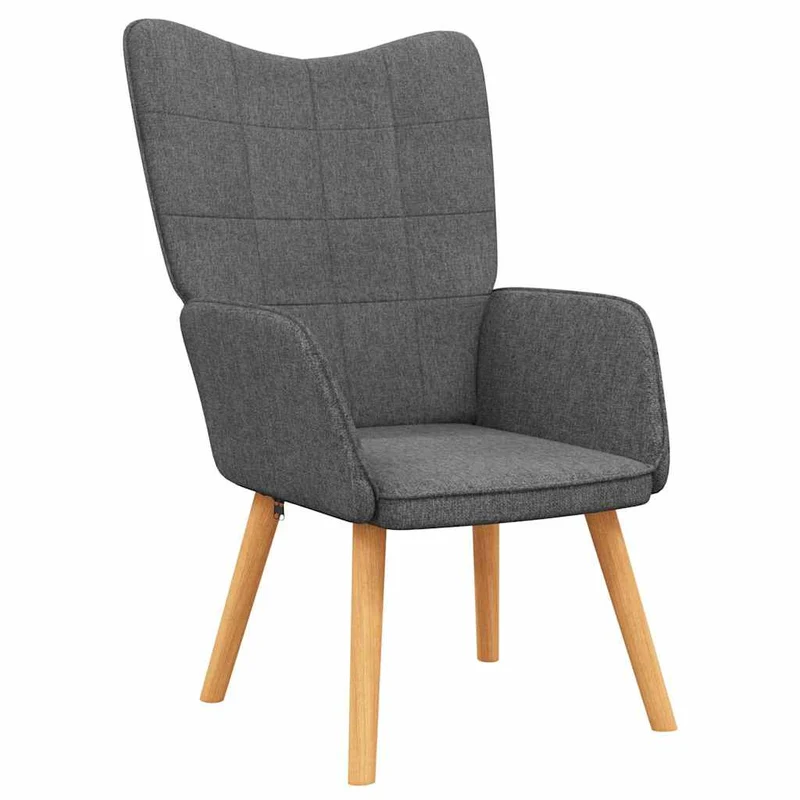 Fauteuil lounge chaise de canapé design moderne avec repose-pieds en tissu gris foncé DEC026586