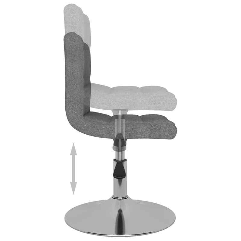 Chaise pivotante de salle à manger hauteur réglable en tissu gris clair et acier chromé DEC025143