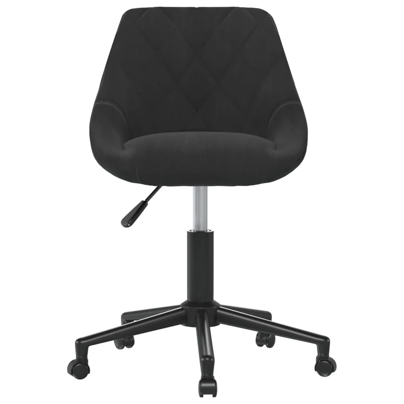 Tabouret de travail chaise de bureau sur roulettes hauteur réglable en velours noir cadre en acier noir DEC025119
