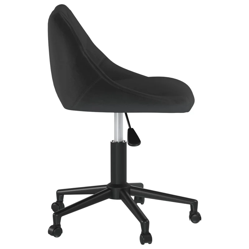 Tabouret de travail chaise de bureau sur roulettes hauteur réglable en velours noir cadre en acier noir DEC025119