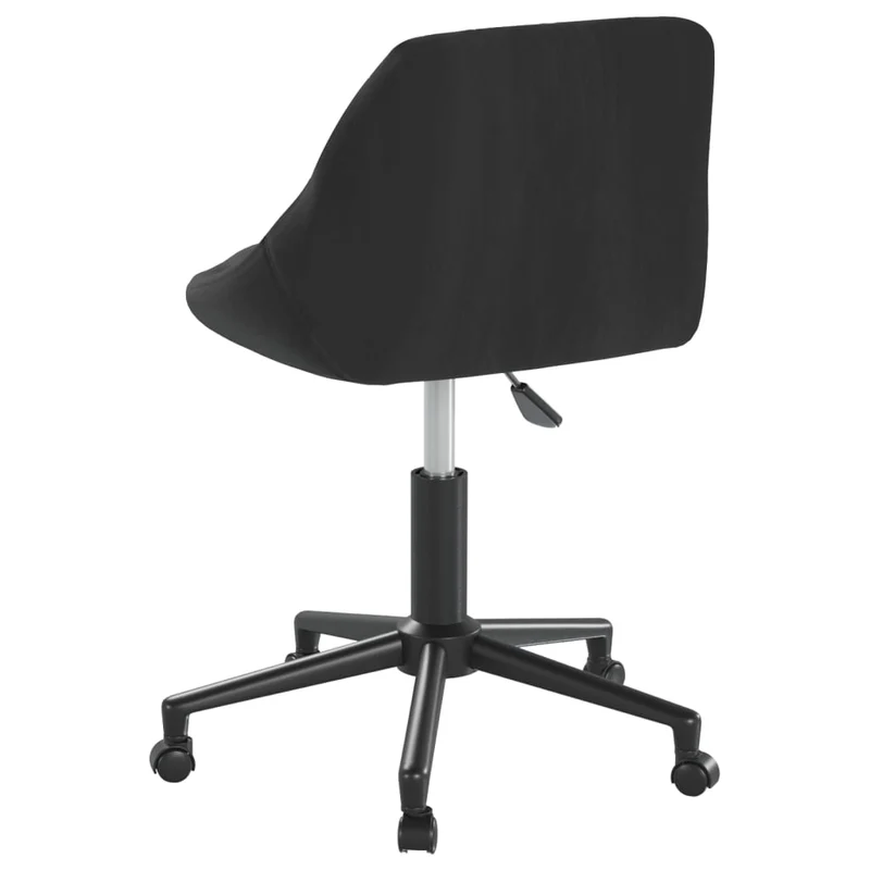 Tabouret de travail chaise de bureau sur roulettes hauteur réglable en velours noir cadre en acier noir DEC025119