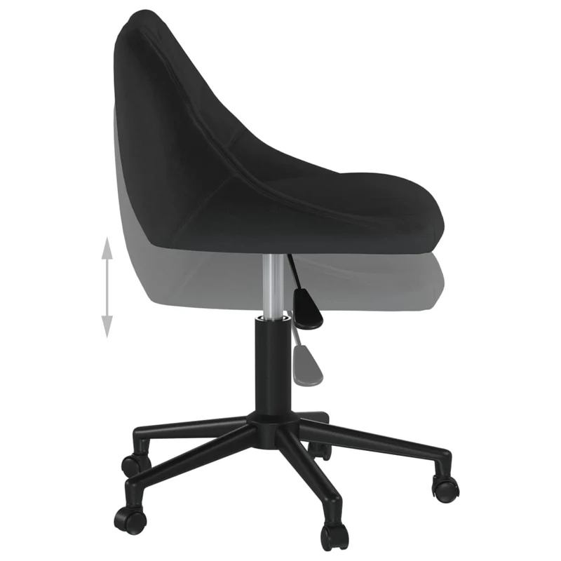 Tabouret de travail chaise de bureau sur roulettes hauteur réglable en velours noir cadre en acier noir DEC025119