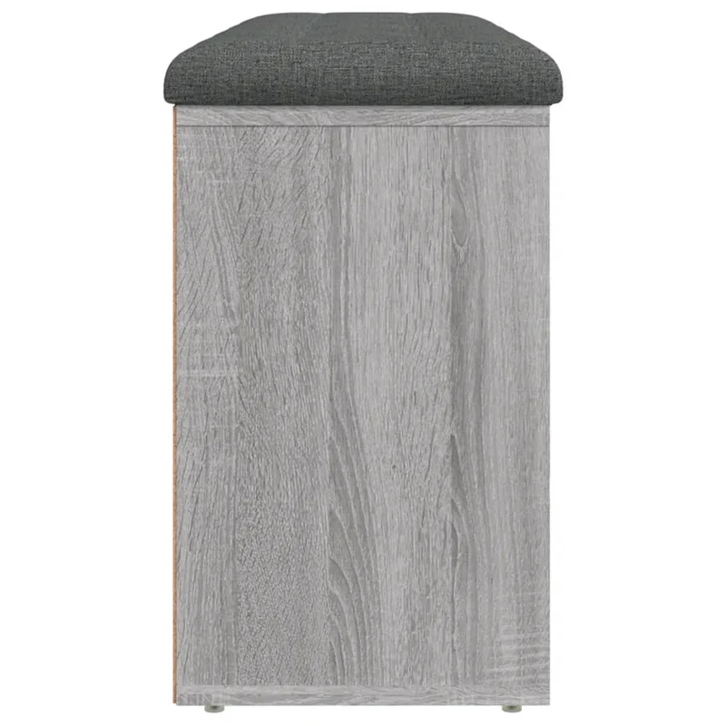 Banc de rangement à chaussures avec coussin d'assise gris 102 x 32 x 50 cm bois d'ingénierie couleur sonoma gris DEC024934