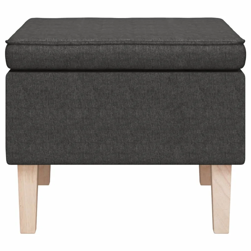 Tabouret assise repose-pieds avec pieds en bois en tissu gris foncé DEC026304