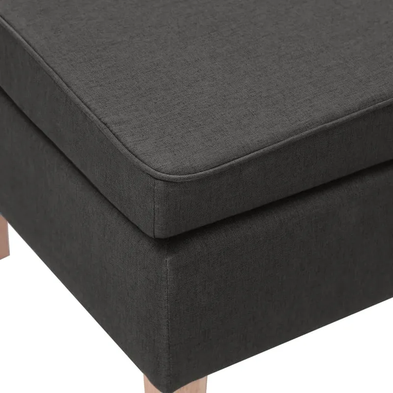 Tabouret assise repose-pieds avec pieds en bois en tissu gris foncé DEC026304