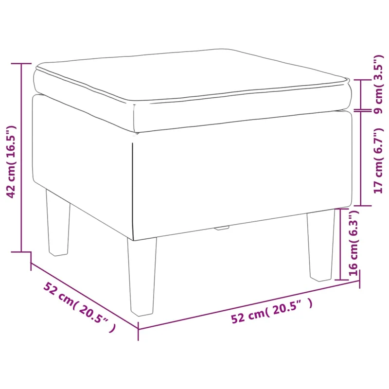 Tabouret assise repose-pieds avec pieds en bois en tissu gris foncé DEC026304