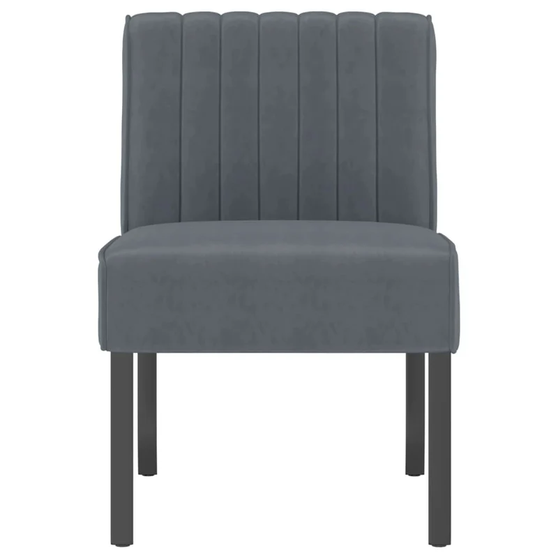 Fauteuil sans accoudoirs en velours gris foncé pieds en bois foncé DEC026275