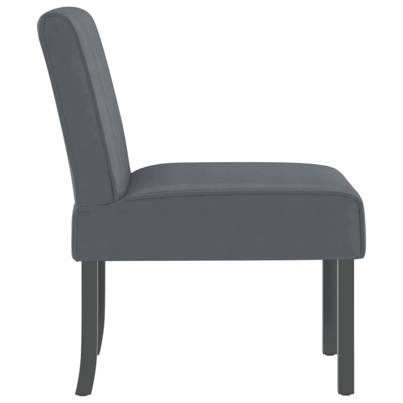 Fauteuil sans accoudoirs en velours gris foncé pieds en bois foncé DEC026275