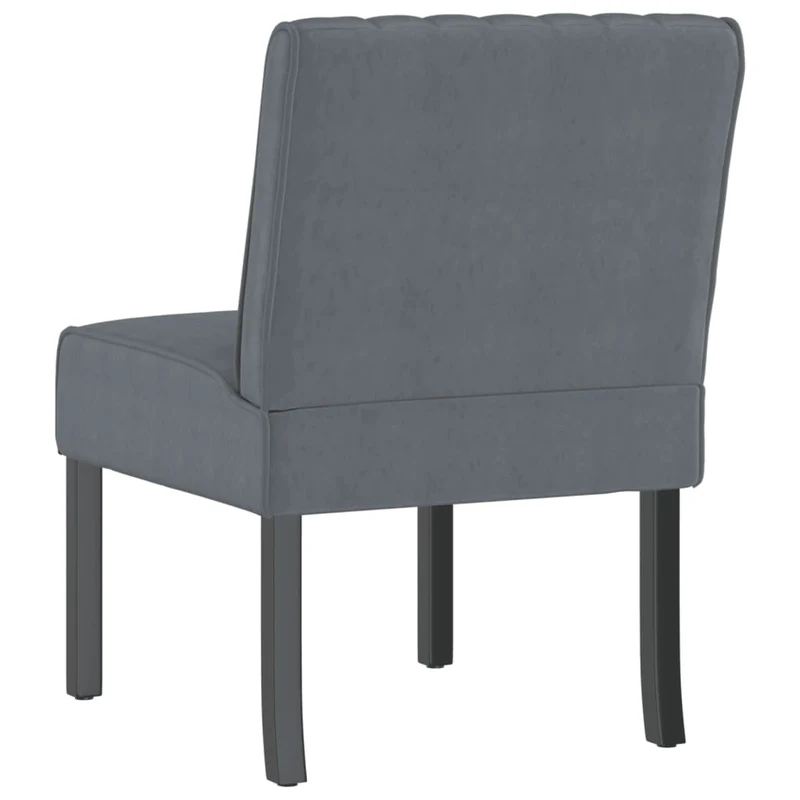 Fauteuil sans accoudoirs en velours gris foncé pieds en bois foncé DEC026275
