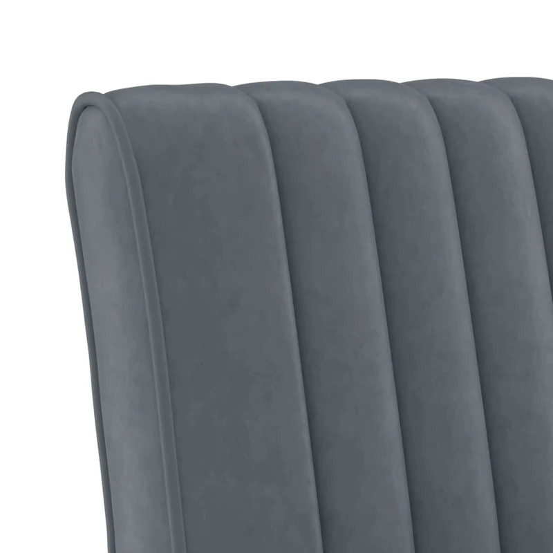 Fauteuil sans accoudoirs en velours gris foncé pieds en bois foncé DEC026275