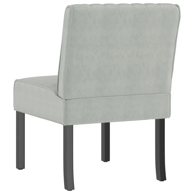 Fauteuil sans accoudoirs en velours gris clair pieds en bois foncé DEC026274