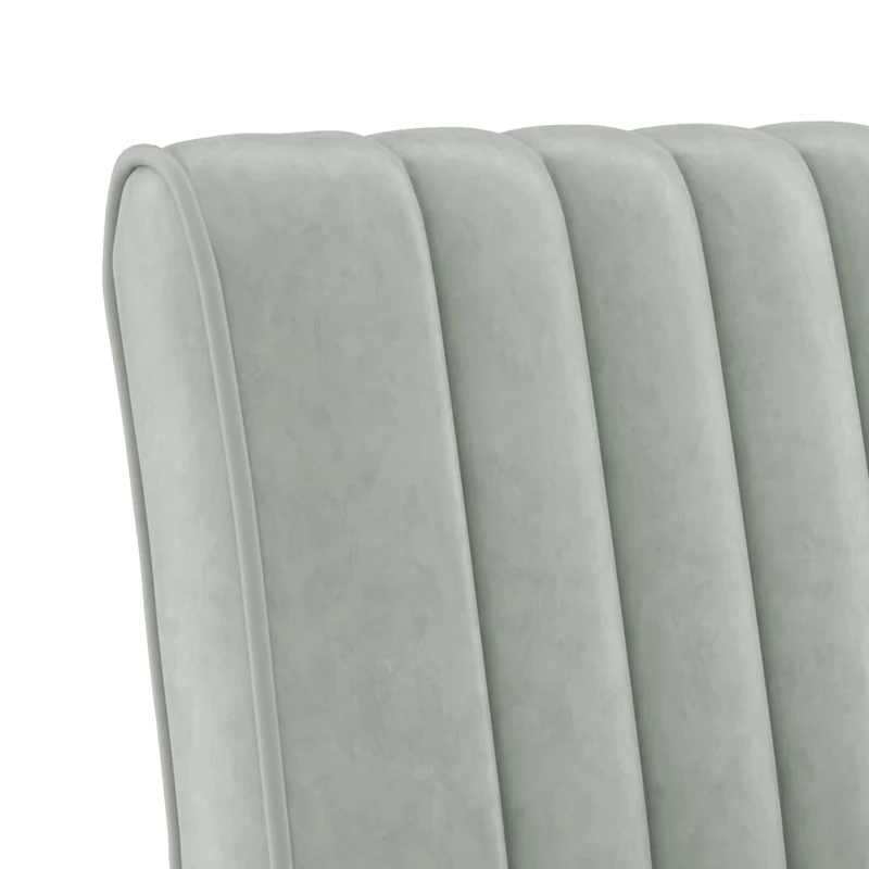 Fauteuil sans accoudoirs en velours gris clair pieds en bois foncé DEC026274