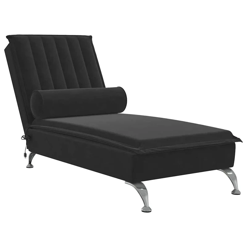 Méridienne chaise longue pour intérieur fonction de vibration avec traversin en velours noir DEC026156