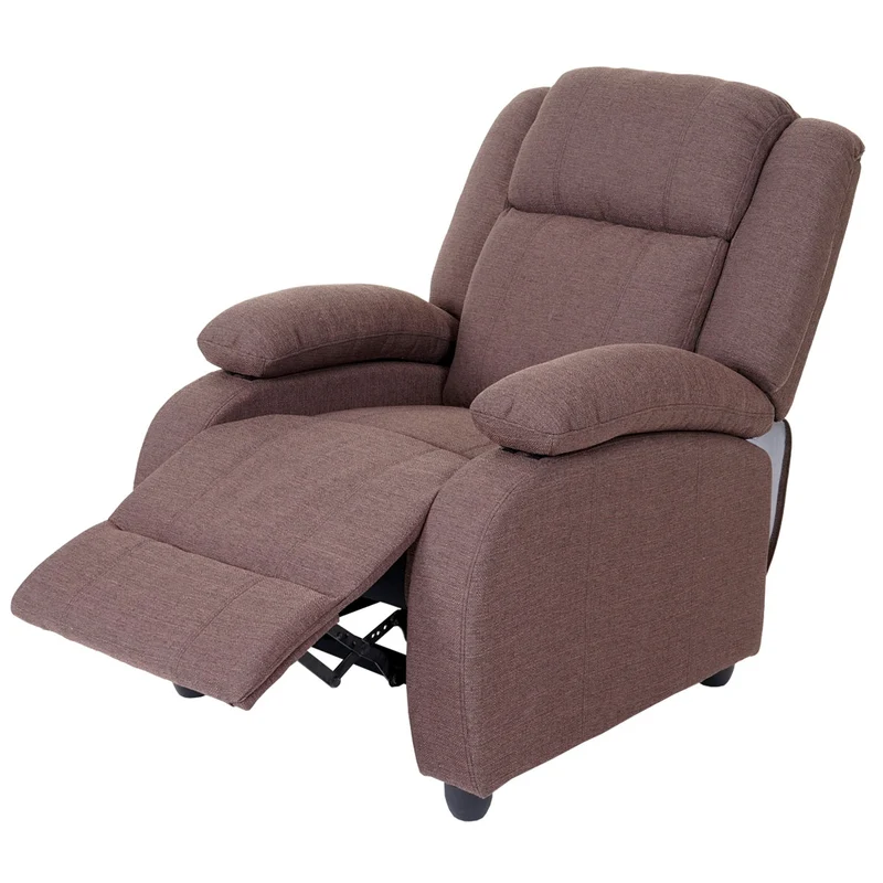 Fauteuil TV relaxation fauteuil lounger repose-pieds réglable en tissu/textile couleur acajou 04_0002011