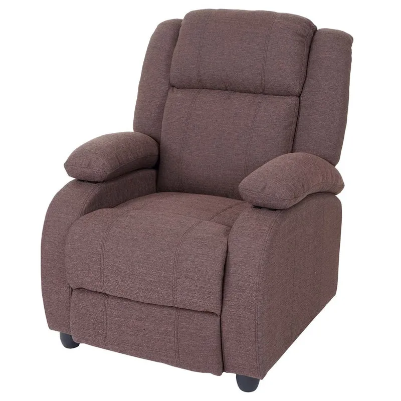 Fauteuil TV relaxation fauteuil lounger repose-pieds réglable en tissu/textile couleur acajou 04_0002011
