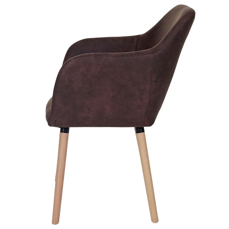 Chaise de salle à manger design rétro en tissu marron foncé vintage pieds clairs 04_0002368