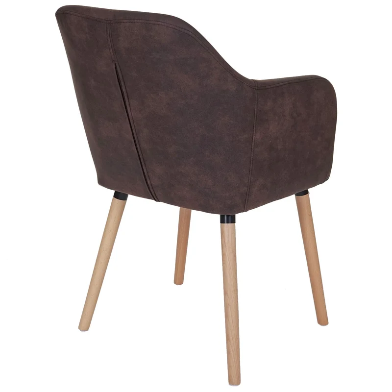 Chaise de salle à manger design rétro en tissu marron foncé vintage pieds clairs 04_0002368