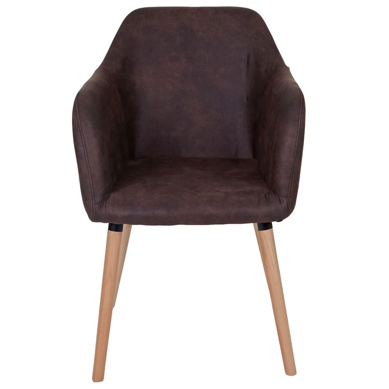 Chaise de salle à manger design rétro en tissu marron foncé vintage pieds clairs 04_0002368