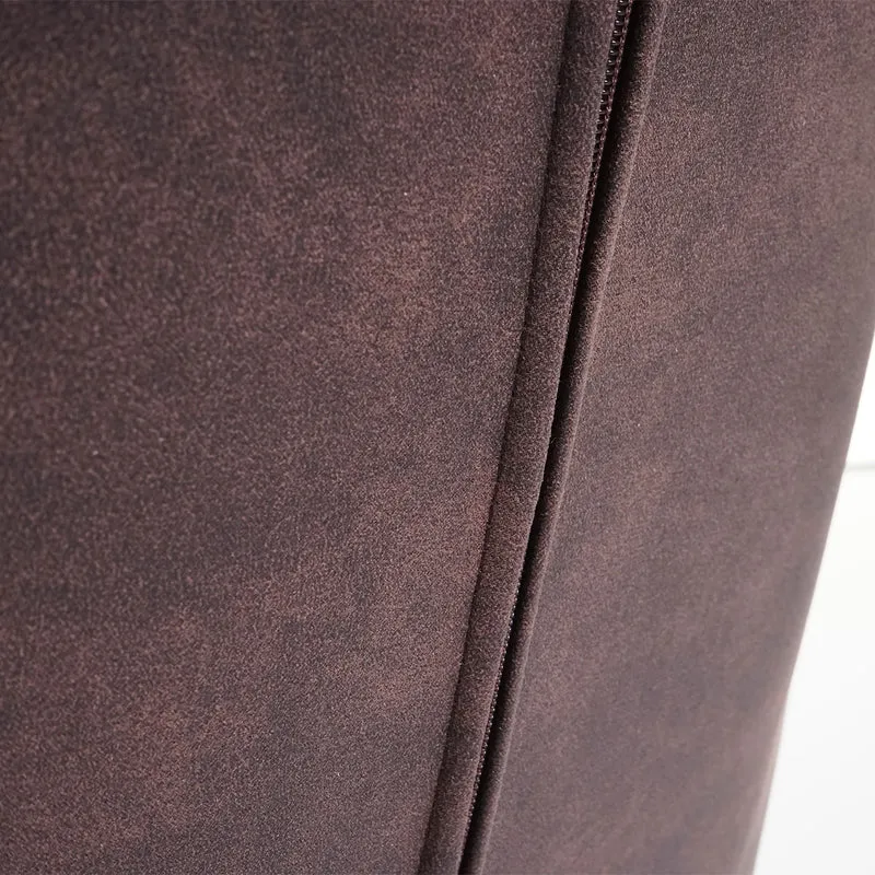 Chaise de salle à manger design rétro en tissu marron foncé vintage pieds clairs 04_0002368