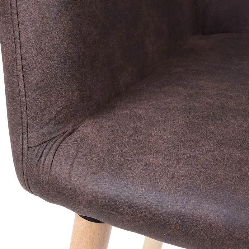 Chaise de salle à manger design rétro en tissu marron foncé vintage pieds clairs 04_0002368
