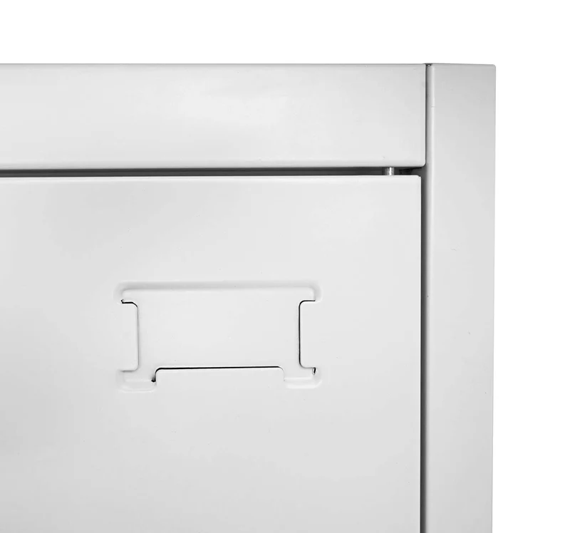 Armoire de bureau meuble polyvalent 2 portes verrouillables en métal gris 185x90x40cm 04_0001479