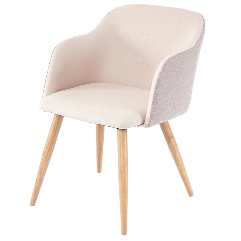 Lot de 2 chaises de salle à manger design rétro accoudoirs tissu/textile crème-beige 04_0000363