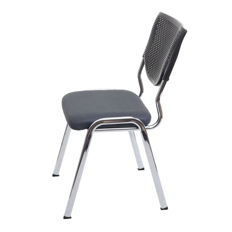 Lot de 2 chaises visiteur conférence empilable tissu/textile gris foncé pieds chromés 04_0000276