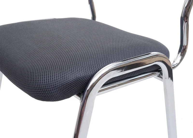 Lot de 2 chaises visiteur conférence empilable tissu/textile gris foncé pieds chromés 04_0000276