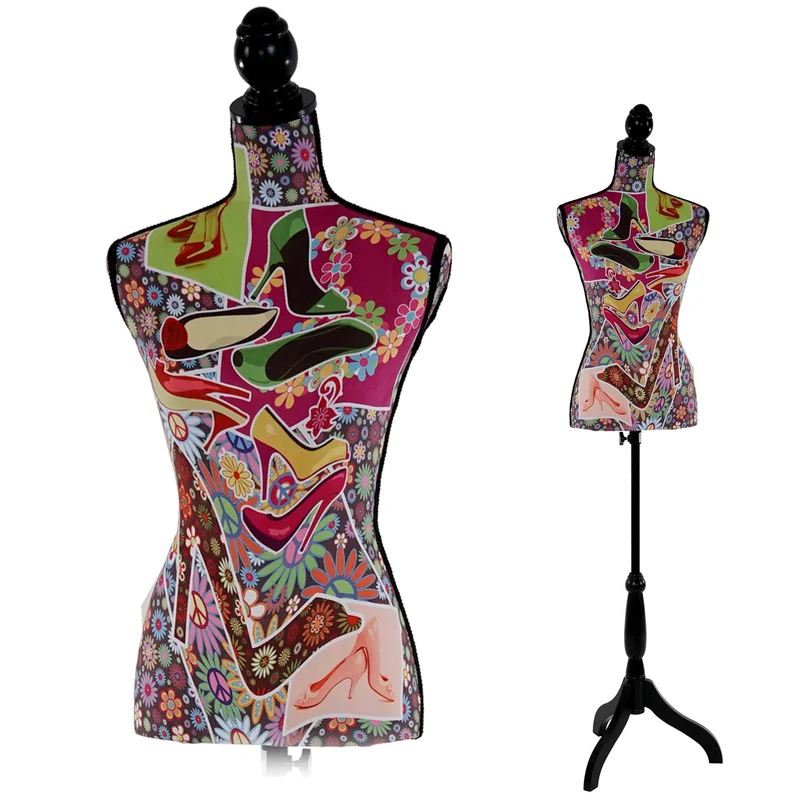 Buste de couture mannequin torse femme fibre de verre motif talons hauts hauteur réglable 04_0004290
