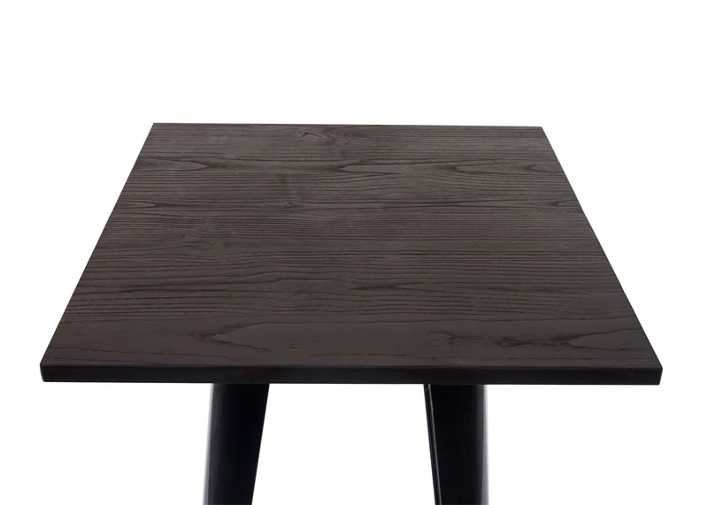 Table haute de bar bistro en bois design industriel en métal 107x60x60cm noir 04_0005123