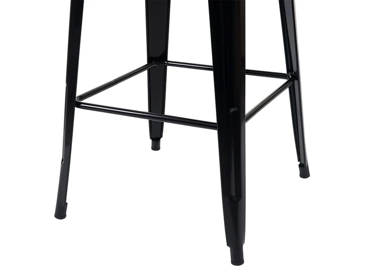 Table haute de bar bistro en bois design industriel en métal 107x60x60cm noir 04_0005123