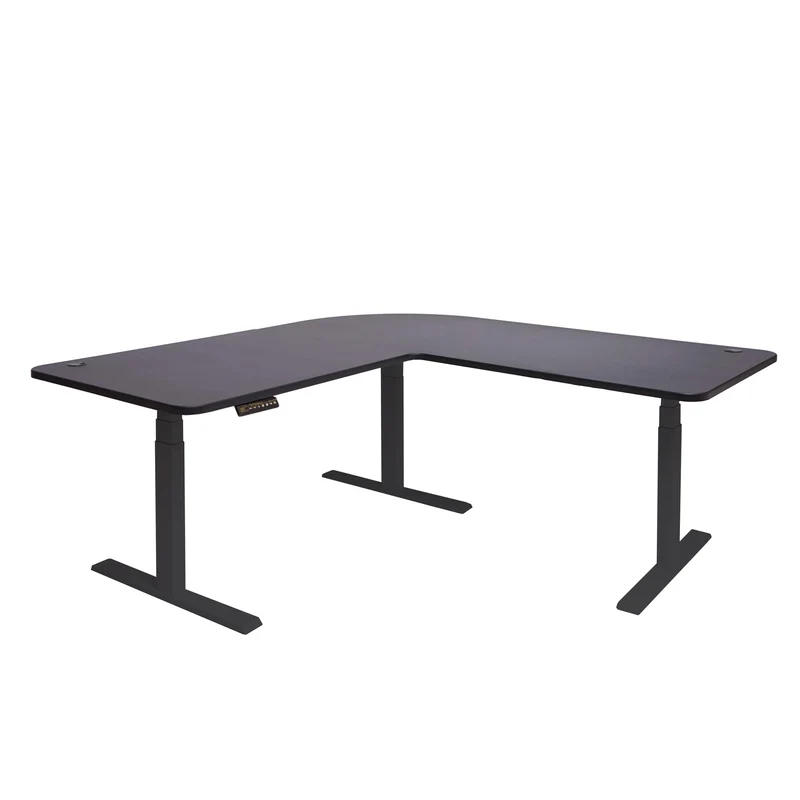 Bureau d'angle table d'ordinateur réglable en hauteur électriquement 178x178cm MDF noir 04_0002504