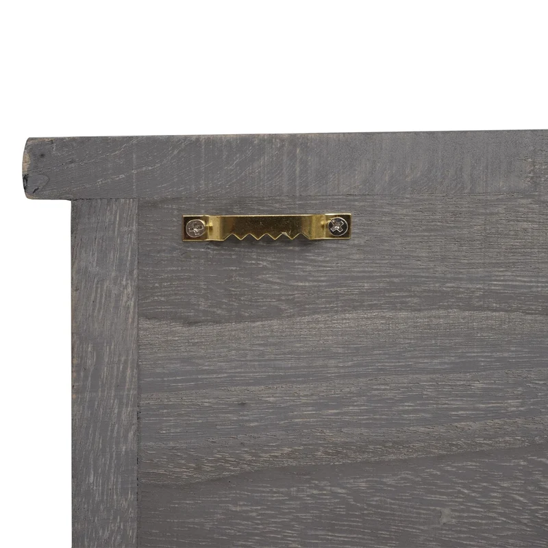 Porte-clés meuble d'entrée mural avec portes et étagère en bois massif gris 04_0002453