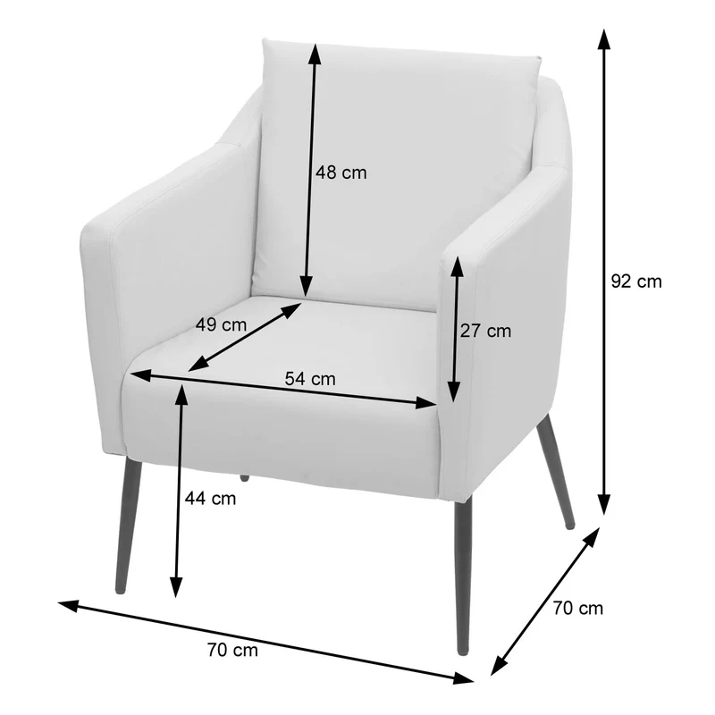 Fauteuil salon chaise de relaxation coins et bords arrondis en tissu/textile gris foncé 04_0003162