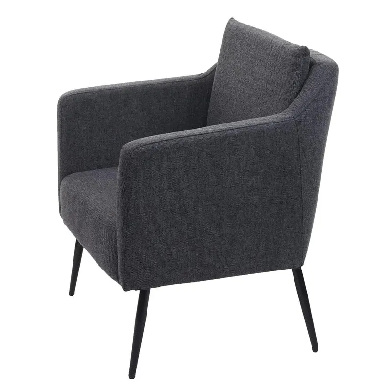 Fauteuil salon chaise de relaxation coins et bords arrondis en tissu/textile gris foncé 04_0003162