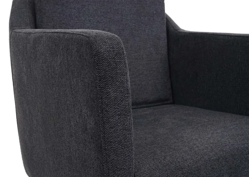 Fauteuil salon chaise de relaxation coins et bords arrondis en tissu/textile gris foncé 04_0003162