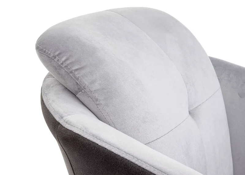 Chaise de salle à manger rembourrée en velours et PVC gris avec accoudoirs 04_0002243